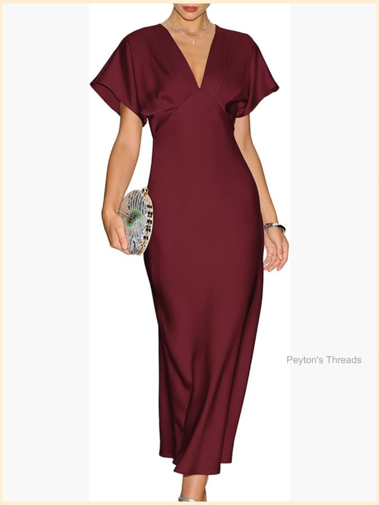 Midi Cocktail Dress With V-Neck Ruffle A-Line Flowy Formal Gown